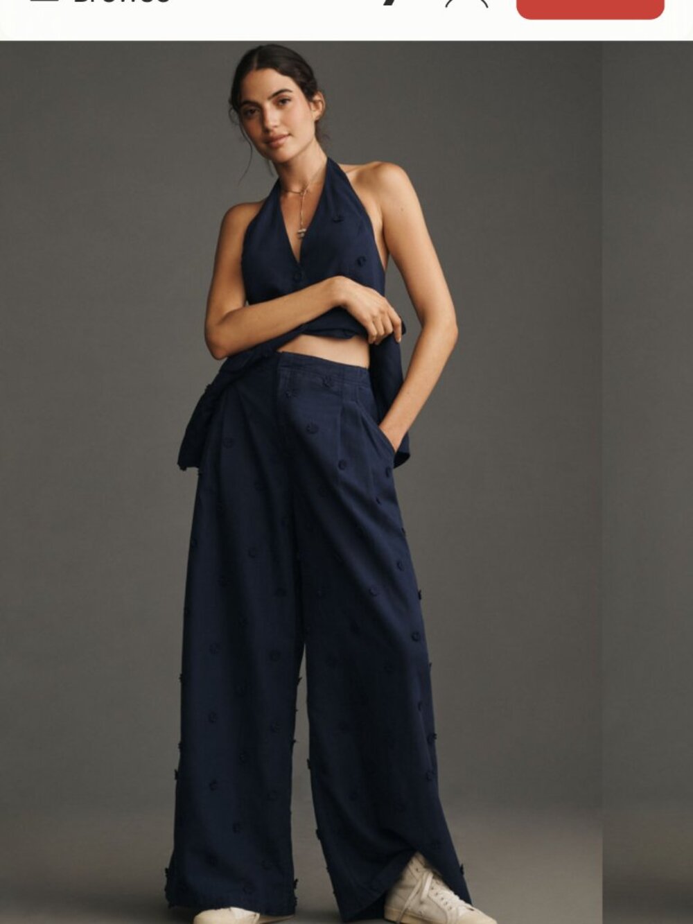 new ANTHROPOLOGIE MAEVE tailored linen blend embellished trouser pants us2